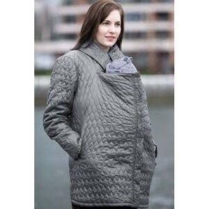 Ergobaby Papoose Quilted Babywearing Coat Grey Large Jacket Motherhood Maternity